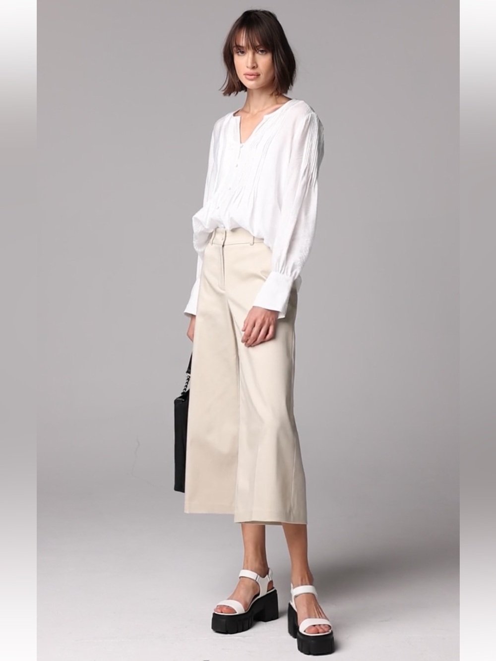 Simply Vera Wang Wide Leg Capri Culottes Khaki Trouser Pant